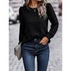 Autumn and Winter Women's Sweatshirt Round Neck Plaid Solid Color Temperament Elegant Casual Long Sleeve Top Sweatshirt