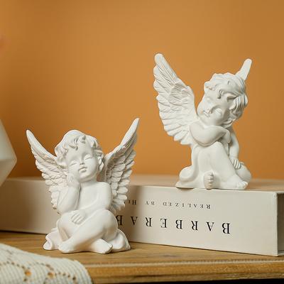 Смоляные фигурки ангелов с римской колонной, статуэтка херувимов, крылья, спящий, думающий ангел для украшения дома, комнаты, рабочего стола, офиса