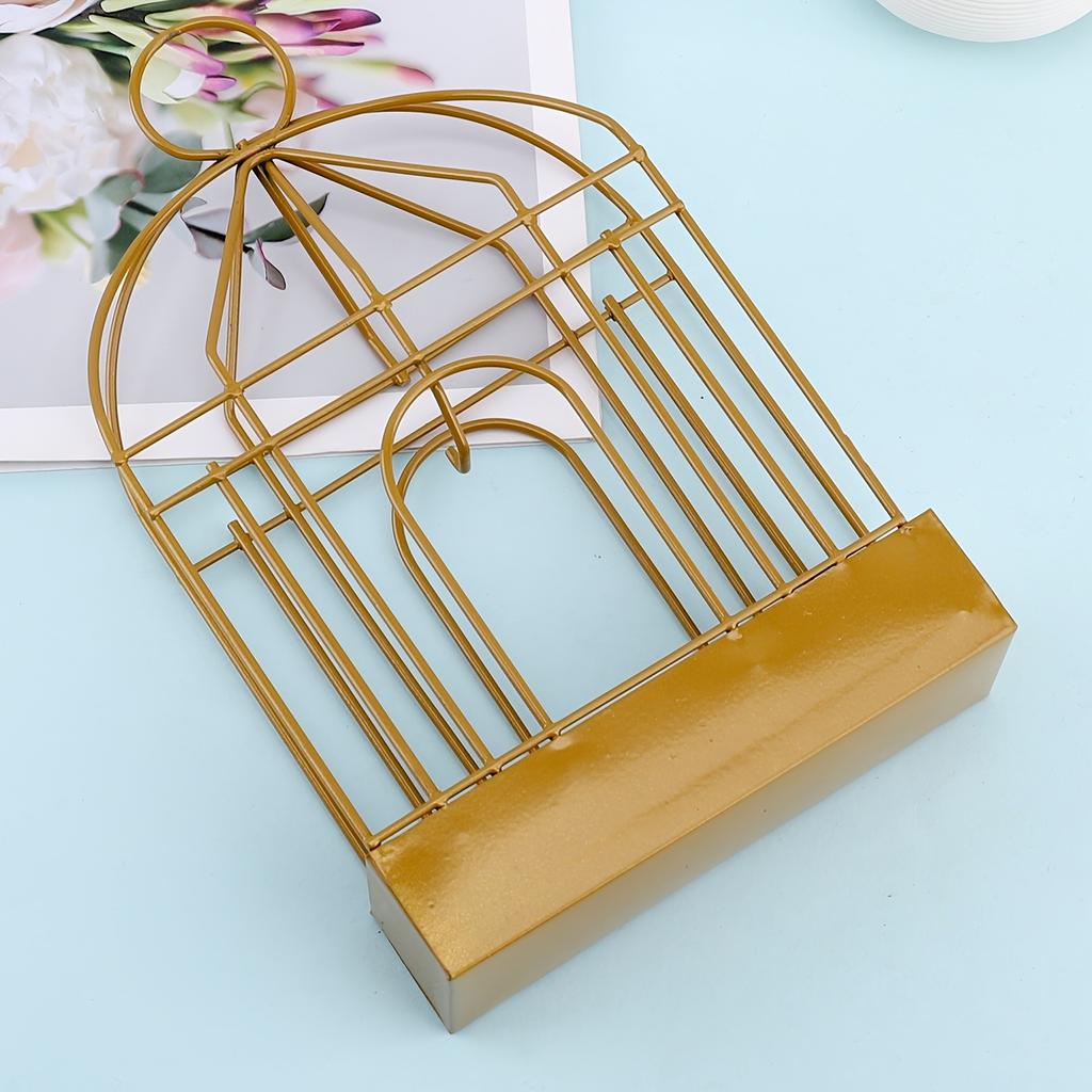 1 шт. Металлический держатель для спирали от комаров - Дизайн птичьей клетки, средство от насекомых для использования на открытом воздухе/в помещении, прочный металл с золотистой отделкой, не требует электричества