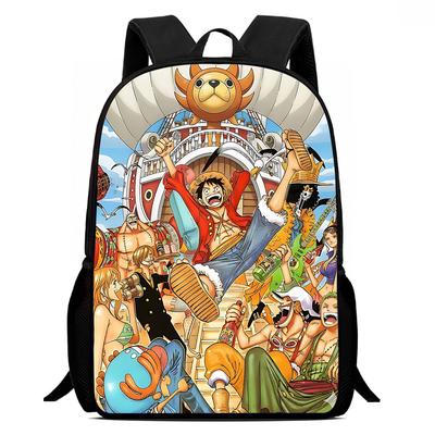 Рюкзак Школьный One Piece 15-дюймовый Большая Вместимость Прочный Легкий Регулируемый Мультяшный Школьный Рюкзак Унисекс Для Детей Возраст 6-10 лет