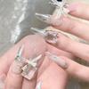 10 Pieces Nail Art Charms Heart Nail Rhinestones Rectangular Crystal Nail Gems Nail Art Decorations for Acrylic Nails