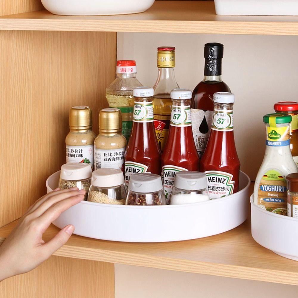 Rotating Cabinet Organizer Turntable Round Jars Holder Spice Plate Pantry Shelf Spice Storage Rack