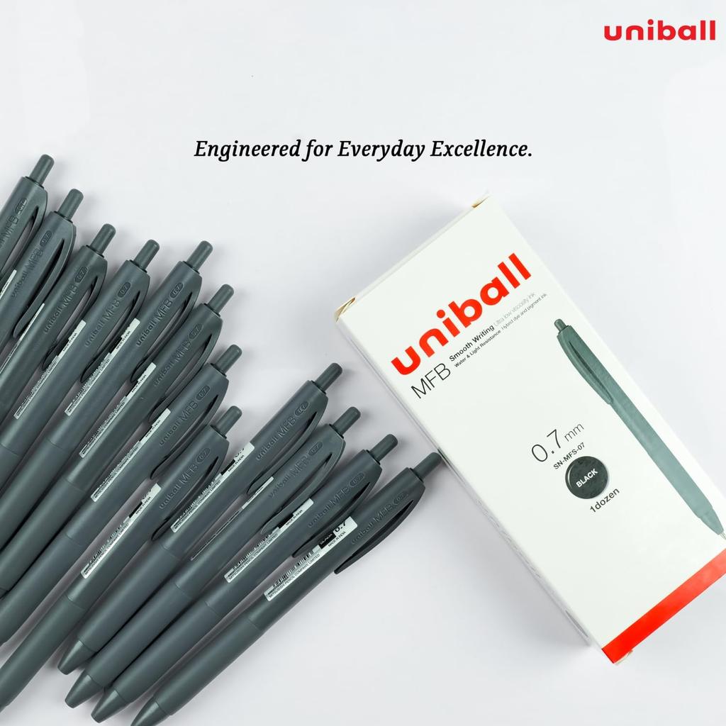 Uni-Ball MFB Черная шариковая ручка 0,7 мм Упаковка 1 x 12 ручек | Выдвижная ручка для офиса, школы и дома