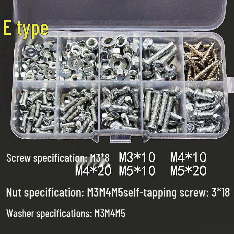 Набор ассорти винтов и гаек для ремонта дома с шайбами - Коллекция стандартных деталей