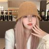 Wool Bucket Hat for Women Korean Style Retro Fashion Versatile Waffle Basin Hat Autumn and Winter Warm Knitted Bucket Hat