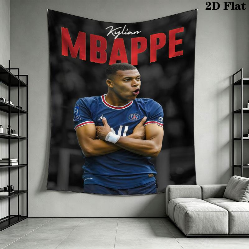 Kylian Mbappé Power Wall Hanging Printed Fabric Blanket Decorative Tapestries for Bedroom Living Room Home Decor
