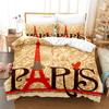 Retro Khaki Eiffel Tower Duvet Cover Set Girl Quilt Cover Fashion Gorgeous Children's Comforter Set Couple Bedding Sets Bed Set