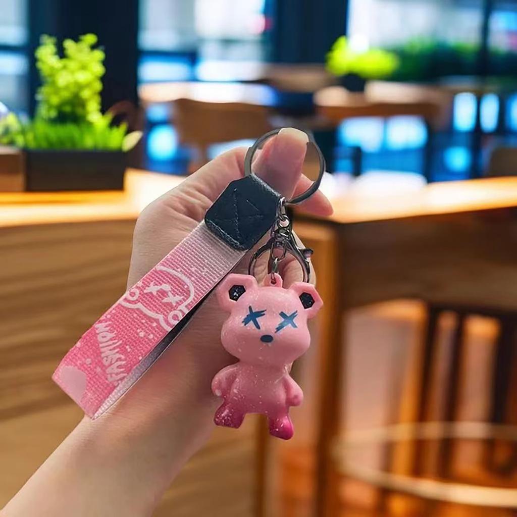 Gradient Color Little Bear Keychain PVC Material Cute Style Bag Charm Cartoon Doll Car Key Chain Gift A17