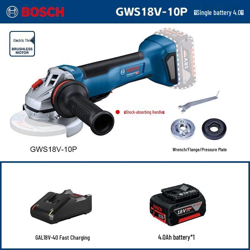 BOSCH GWS18V-10P/15P Heavy-Duty Cordless Angle Grinder CN plug (adapter included)