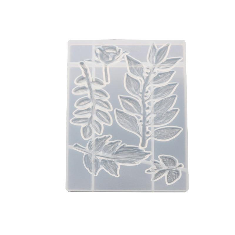 Diy Crystal Glue Mold Rose Flower Leaf Mirror Handmade Silicone Mold