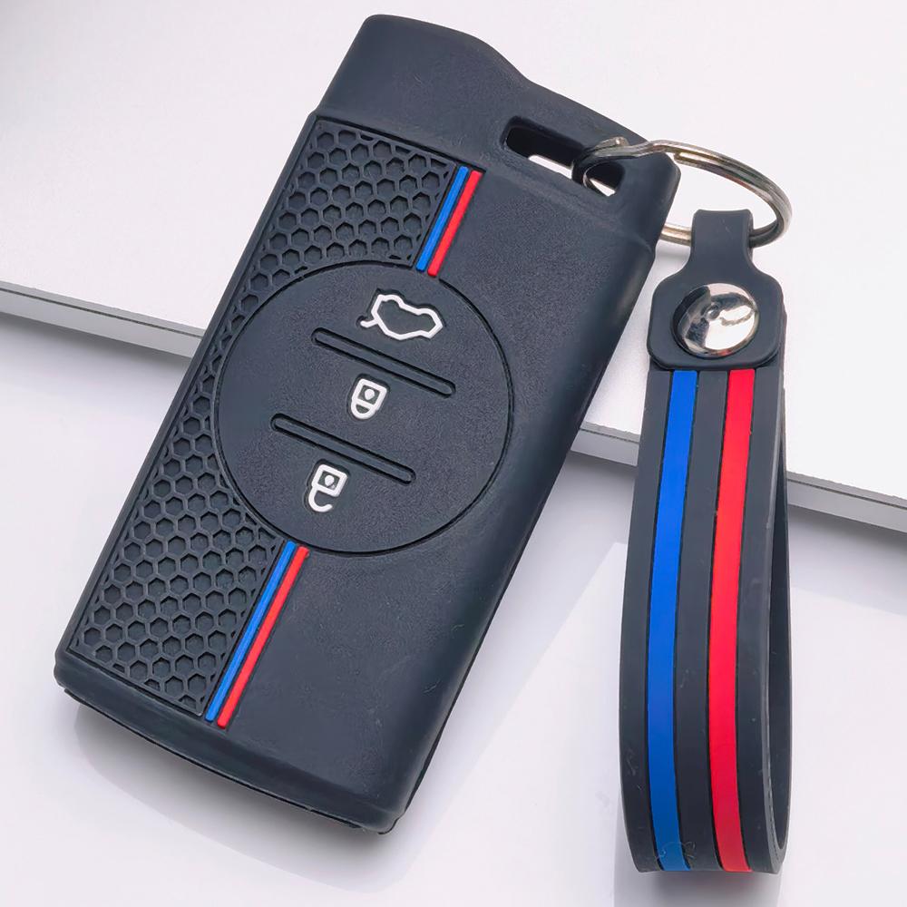 Противоскользящий Защитный Чехол для Ключа Автомобиля Chery Tiggo 2 Tiggo 3X Tiggo 4 Tiggo 5X Tiggo 7 с Брелоком Сотовая Текстура Гонночная Полоса Чехол для Пульта Дистанционного Управления Автомобиля