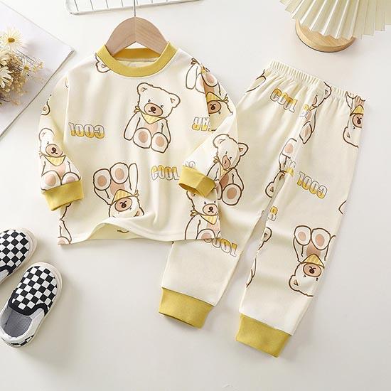 Winter Kids Long Sleeve O Neck T Shirt Pants Set Casual Baggy 2pcs Suit Cotton Cartoon Printes Outfit