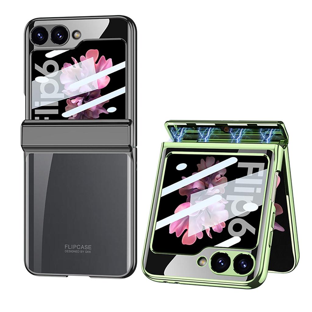 Samsung Z Flip6 Full Wrap Transparent Electroplated Magnetic Hinge Case