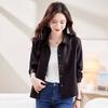 Spring and Autumn Loose Leather Jacket Women's Short Style New Korean Style Fashion Casual Western Genuine Leather Jacket Trendy