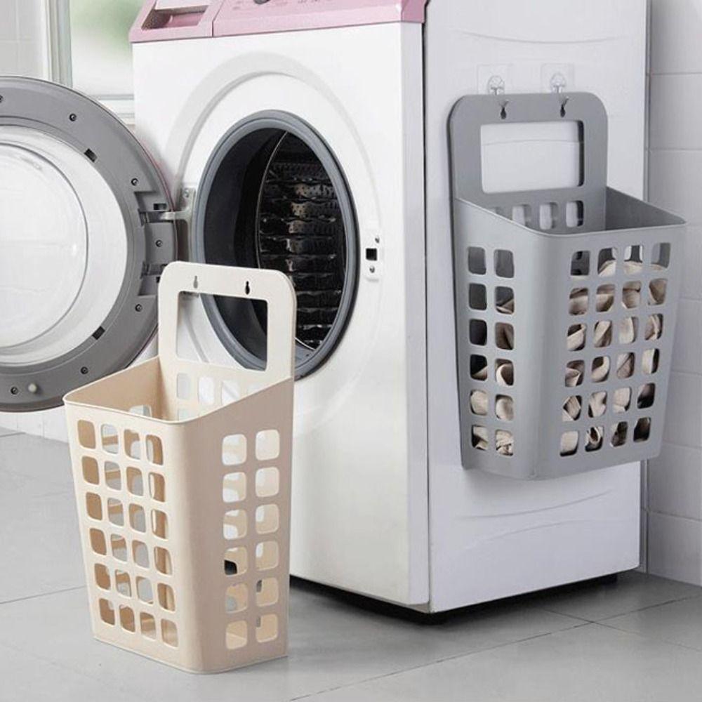 Folded Hanging Laundry Basket Draining Holes Dirty Laundry Organizer Bedroom Closet
