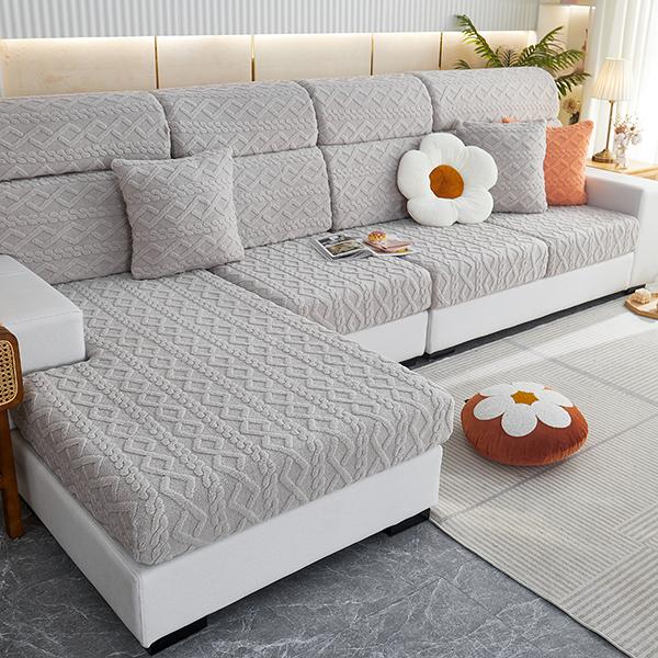 Ginkgo Leaf Pattern Velvet Sofa Seat Cover Cushion Cover Thick Jacquard Solid Soft Stretch Sofa Slipcovers Funiture Protector