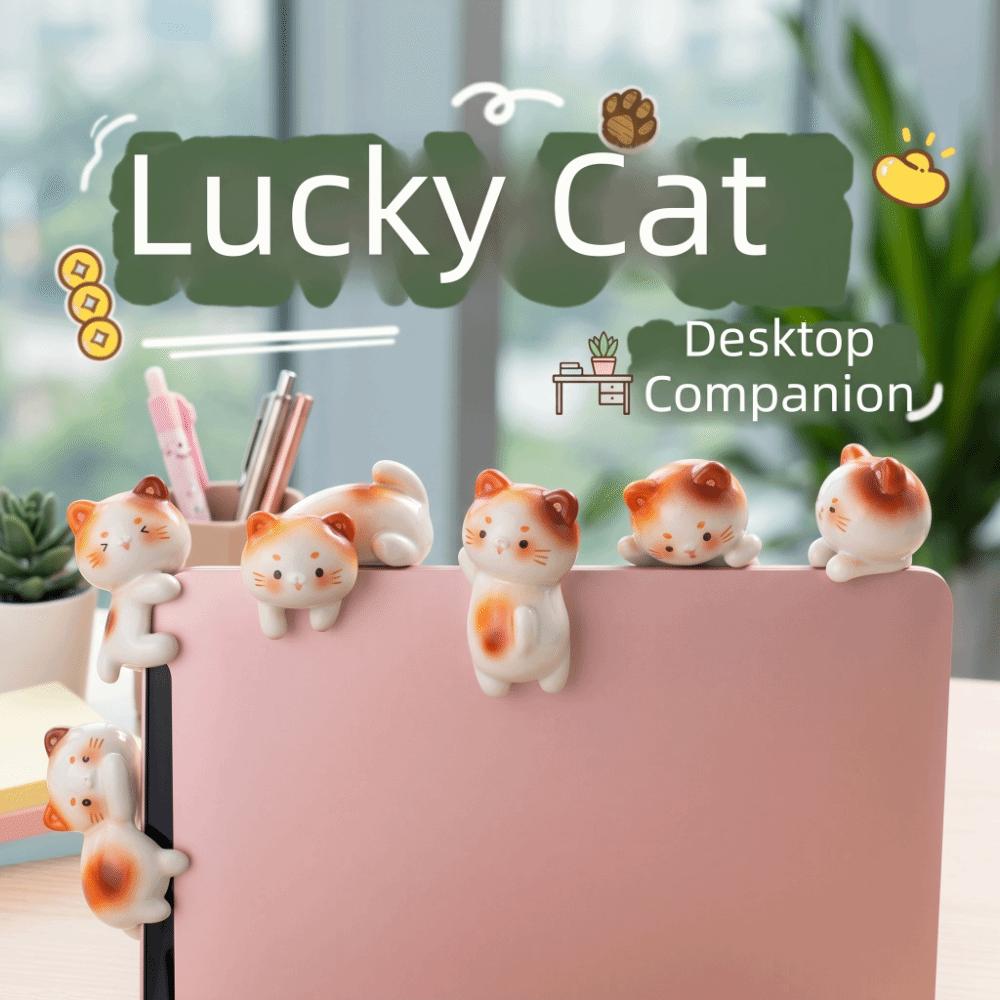 Resin Crafts Mini Cat Ornament Wealth Cat Kitten Statue Creative Cat Figurines Desktop Decoration