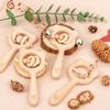 Baby Beech Hand Rattle Wooden Rattle Toy Parent-Child Interactive Soothing Grip Puzzle Shape Toy