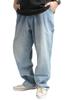 One Colors Men's Wide-Leg Denim Pants, Distressed Denim, Loose Fit, Wide-Leg Denim Jeans, Painter Pants, Size 3L, Bleach