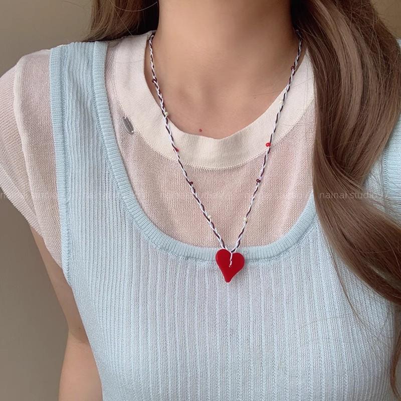 Мультяшное милое яблоко любовь щенок разноцветное плетеное ожерелье женская летняя длинная цепочка для свитера аксессуары