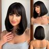 Черный синтетический парик BoBo с челкой до плеч, прямой парик Боб для женщин, косплей, ежедневный парик из волос, термостойкие парики