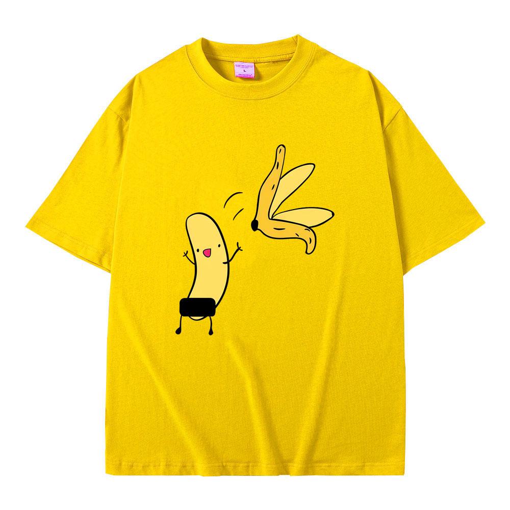Banana Naked Funny Meme T Shirt Unisex Women Casual Cartoon Humor T-shirt Unisex's 100% Cotton Vintage Oversized Short Sleeve T-shirts