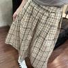 Women's Summer Plaid High-Waist A-Line Midi Skirt - College Preppy Style Versatile Checkered Trendy Skirt
