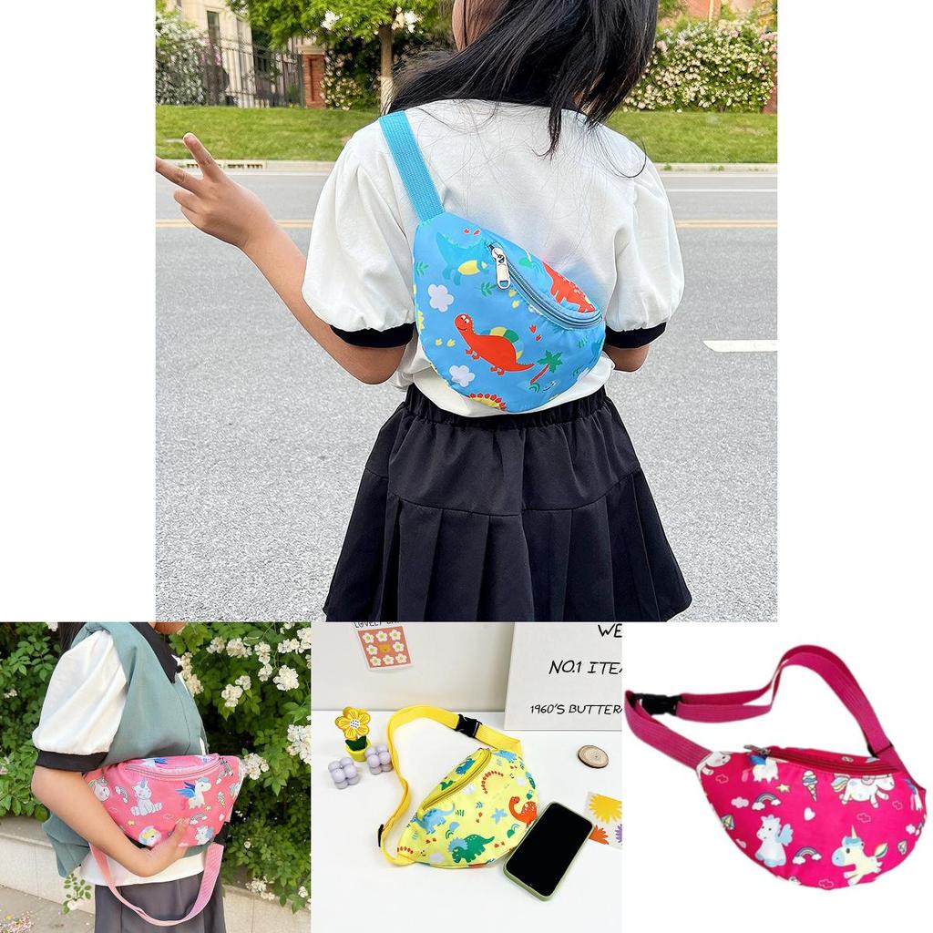 Милая детская поясная сумка с единорогом, мультяшная сумка через плечо с динозавром, нейлоновый материал, легкая и защищенная от краж
