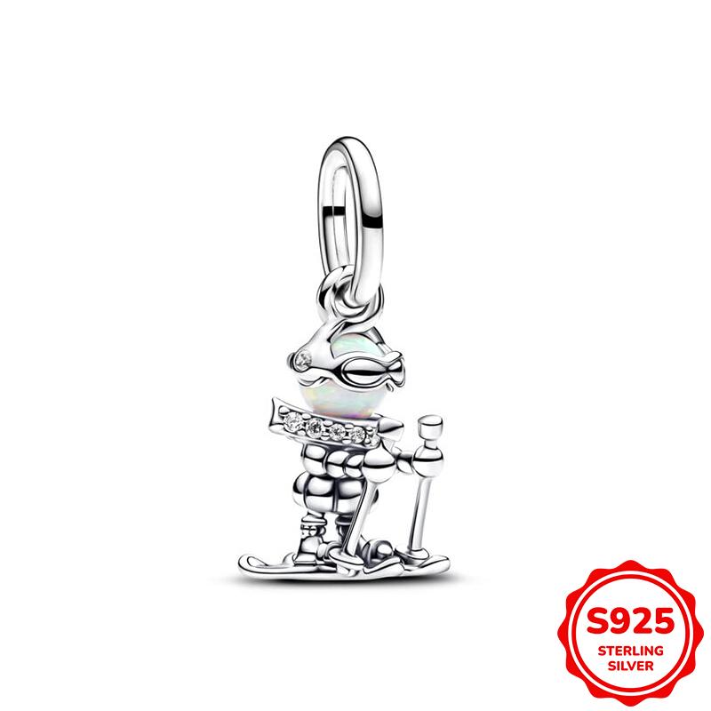 Оригинальные белые бусины-шармы в виде щенка, креветки-богомола и ленивца, подходят для браслета/ожерелья 3 мм для женщин, роскошный подарок для изготовления DIY-украшений