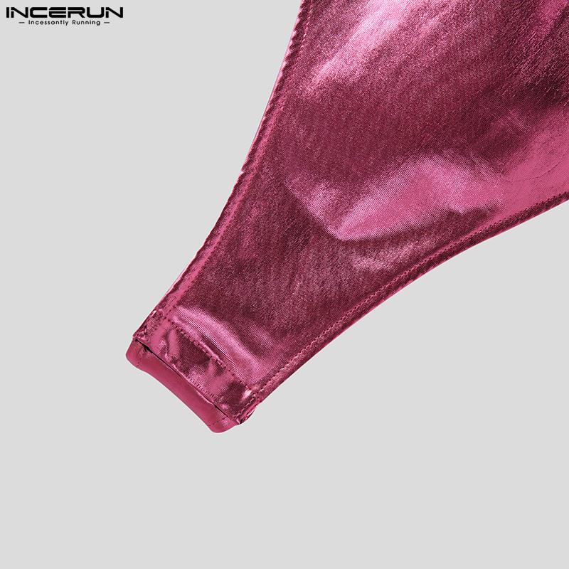 INCERUN Мужские комбинезоны без рукавов, приталенные комбинезоны с мокрым эффектом