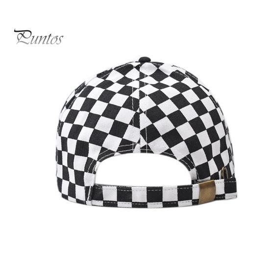 Unisex Baseball Hat Plaid Print Color Matching Long Brim Adjustable Ponytail Hole Anti-UV Sun Protection Outdoor Sport Peaked Cap