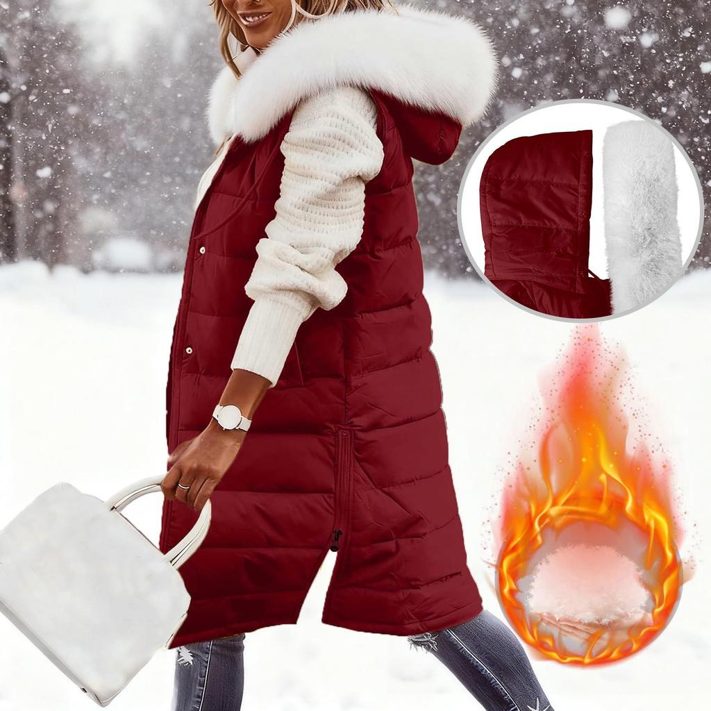 Женский длинный пуховик с капюшоном