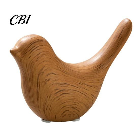 White Ceramic Home Accessories Bird Figurines with Wood Grain Look, Modern Decor Animal Sculptures, Birds Minimalist Abstract Ornaments for