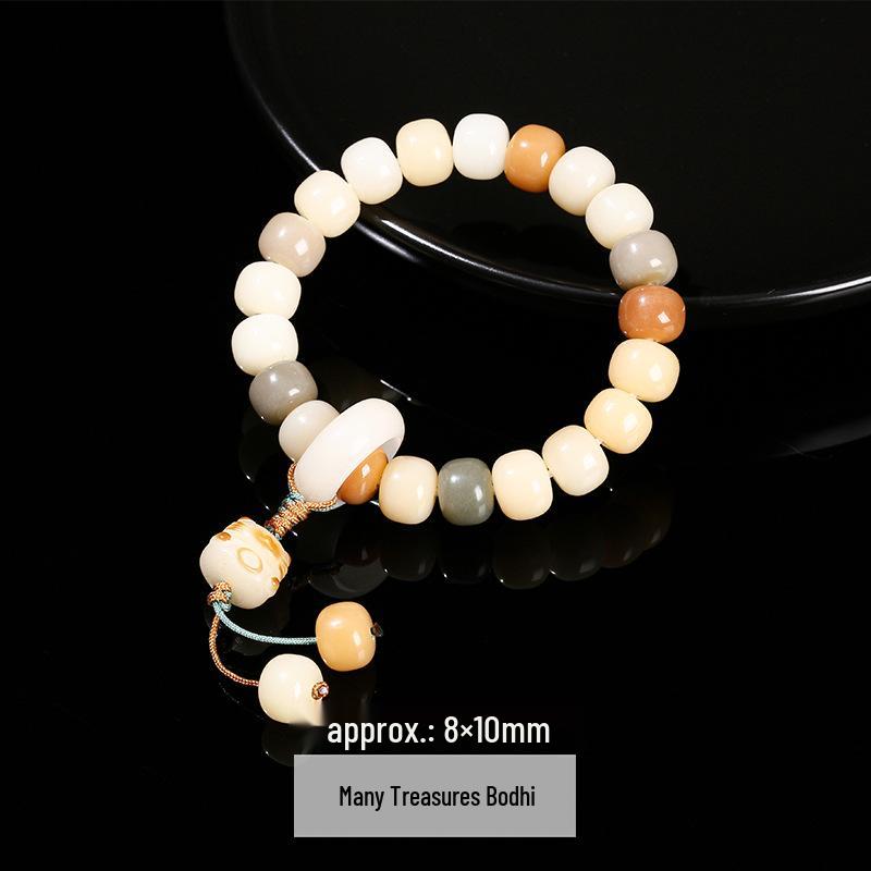 Jinde Jewelry Браслет из бусин Бодхи с несколькими сокровищами и Менеки-неко для мужчин и женщин - Буддийский Вэньвань Ручная нить