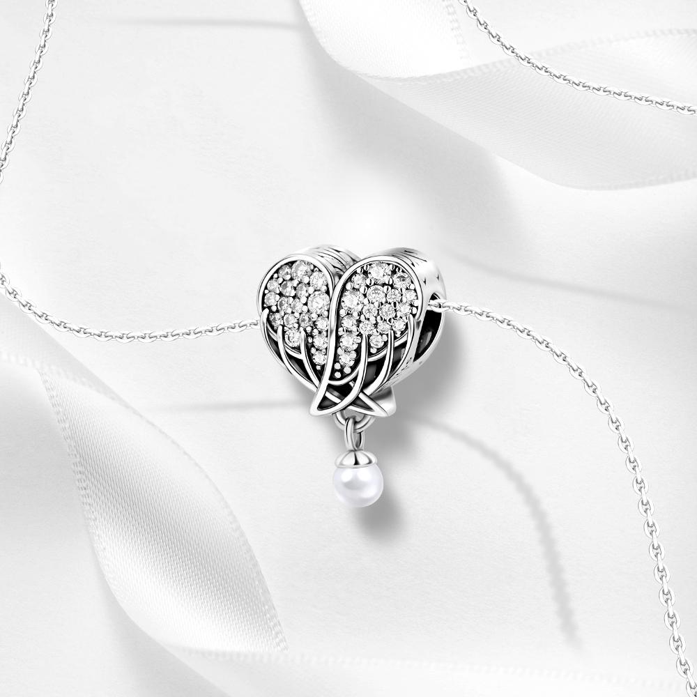 Подвеска Шар-подвеска Медный Ангельское Крыло Сердце Бусины Подходят для Оригинального Браслета Для Изготовления Украшений Подарок на День Святого Валентина