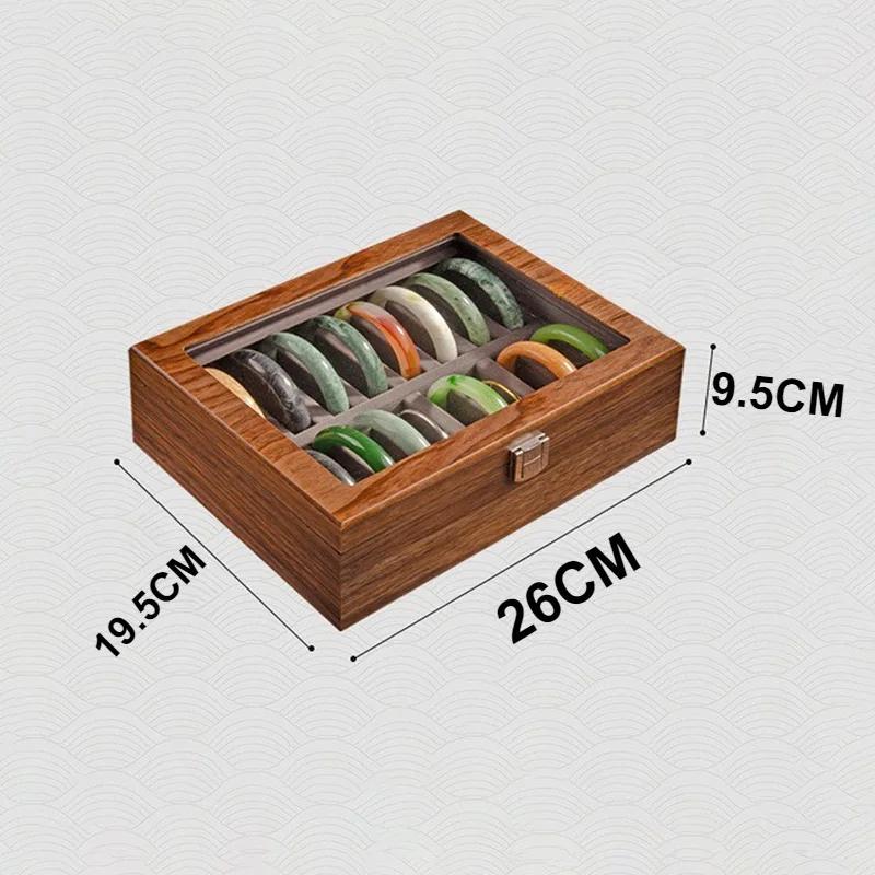 Большая шкатулка для хранения браслетов из орехового дерева, винтажная, роскошная, витрина, держатель для браслетов, прозрачный дисплей, женские украшения, органайзер для украшений, шкатулка, принадлежности