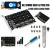 4-портовая карта адаптера M.2 NVMe - PCIE X16 4X32Gbps M Key Hard Drive Converter Reader Expansion Card для M2 2230/2242/2260/2280