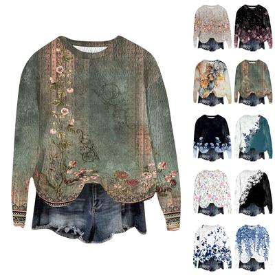 Женский модный пуловер с круглым вырезом, футболка с длинным рукавом, с принтом
