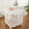 White Gold Velvet Rectangular Tablecloth With Embroidered Lace Edge For Dining Table And TV Cabinet Dust Cover
