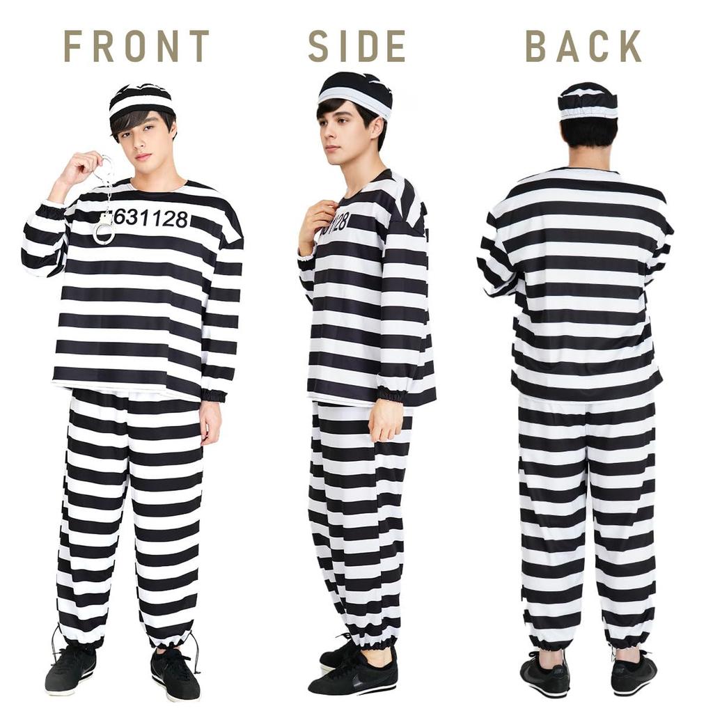 Authentic Prison Uniform Halloween Cosplay Costume for Men and E0698 [monoii] Women,