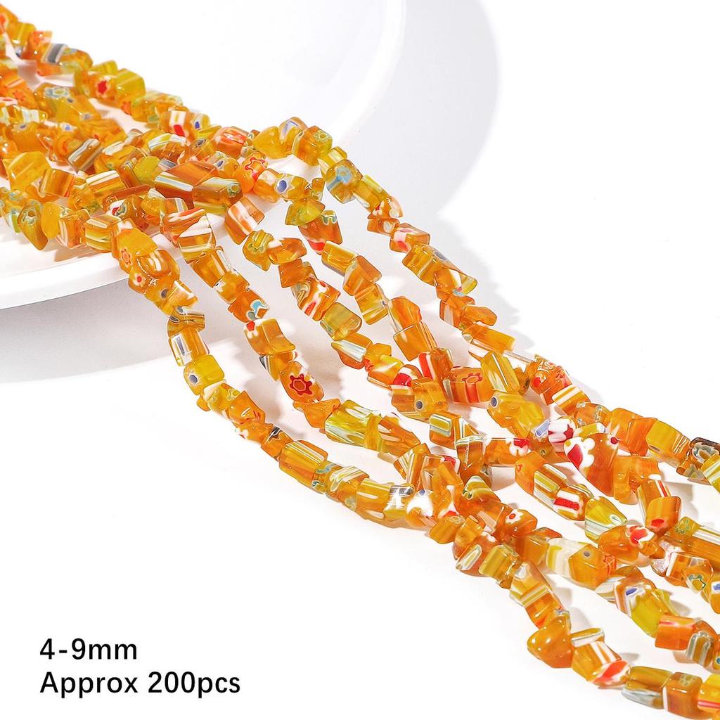 200 шт./пакет 4-9 мм разноцветные бусины в виде цветов, стеклянные бусины лэмпворк для DIY ожерелья, браслета, изготовления ювелирных изделий своими руками 80 см/16
