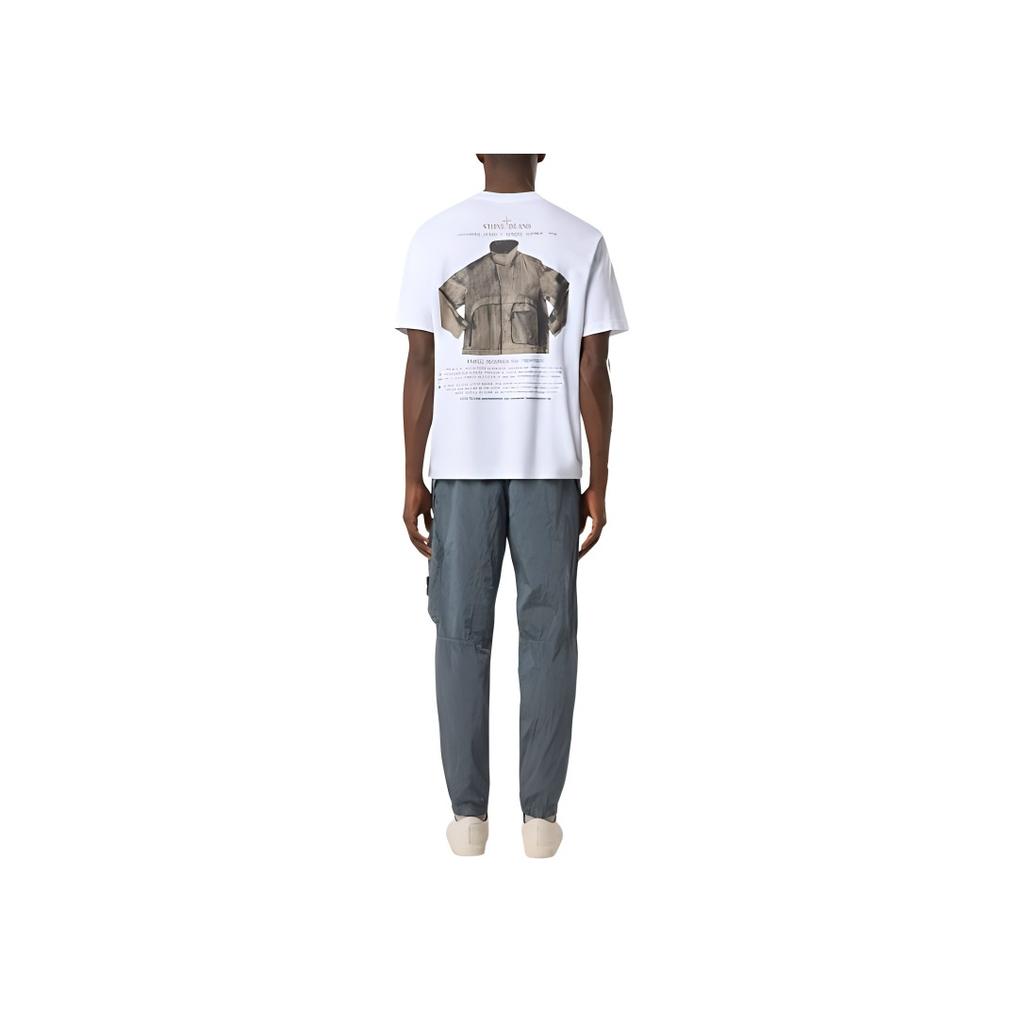 STONE ISLAND Мужская футболка с логотипом, круглым вырезом и коротким рукавом, белая K1S1521000-37S0091-V0001