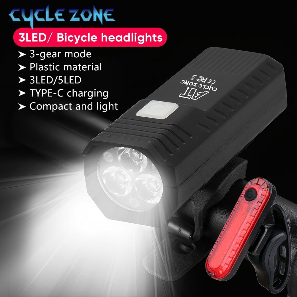 Bike Light Set Front Light with Taillight LED Rechargeable Bicycle Lights 3 Modes Headlight Easy to Install Night Cycling Lamp 7