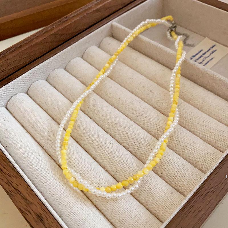 Двойное ожерелье из бусин, жемчужной раковины, маленькое, свежее, милое, для девушки, цепочка на ключицу, ожерелье в стиле ins, женское