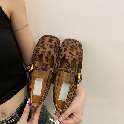 Ретро маленькие красные туфли Мэри Джейн, женские туфли, новинка весны и осени 2024 года, французские шапочки с леопардовым принтом