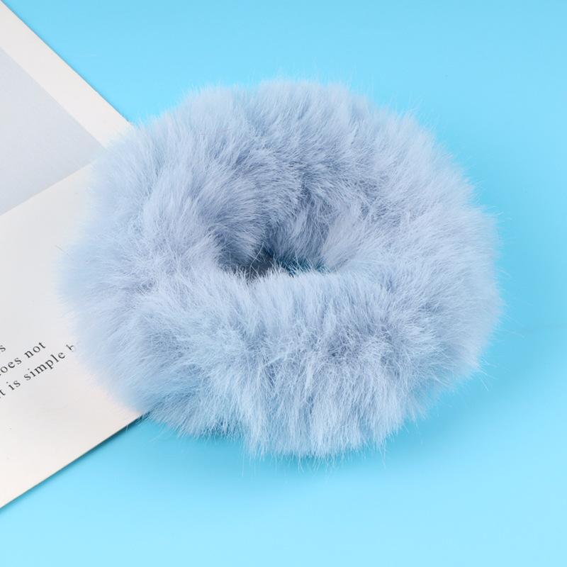Scrunchies Fur Hair Ties Fuzzy Fur Band Rope Wristband Ring Ponytail Holder Accessories for Women Girls Multi-colored