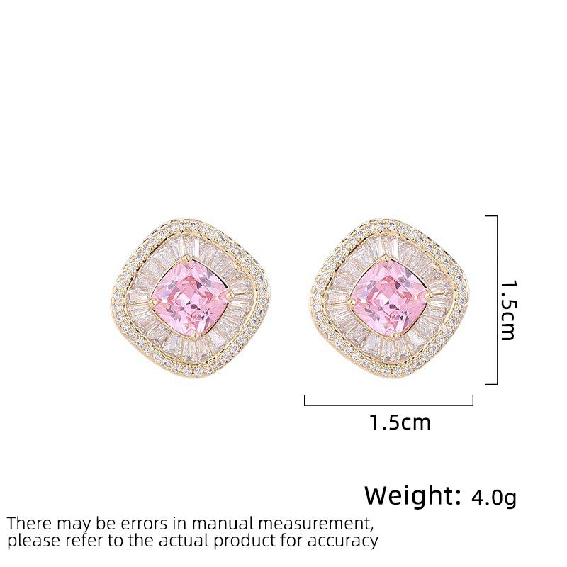 Женские серьги с элегантным геометрическим квадратным цирконом в стиле легкой роскоши, модные и универсальные серьги нишевого дизайна