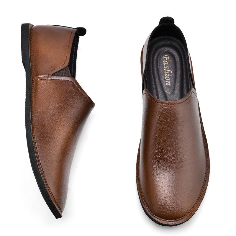 Модная мужская обувь из натуральной кожи, повседневная мужская обувь на мягкой подошве, удобные мужские мокасины без застежек, мокасины ручной работы, ленивая обувь