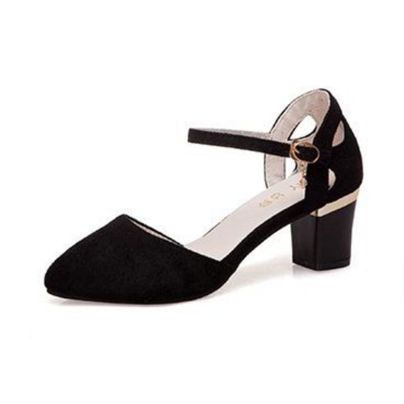 Женская обувь женская милая с острым носком высококачественная замшевая с ремешком на пряжке туфли на высоком каблуке для карьеры офисная леди розовая обувь ba95