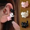 Женские милые серьги-клипсы в форме кошки, без прокола, корейские, нежные, черные, белые, кошачьи серьги, ювелирные аксессуары